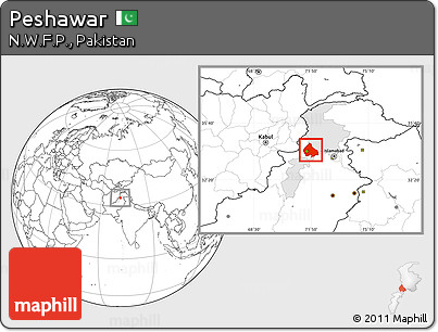 Blank Location Map of Peshawar, highlighted parent region