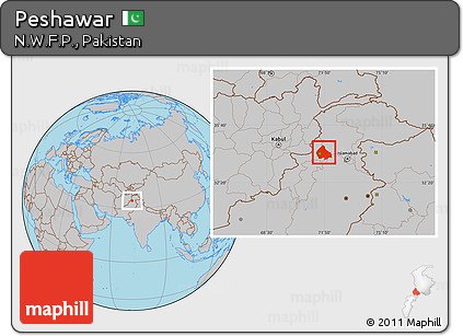 Gray Location Map of Peshawar