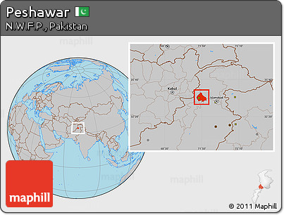 Gray Location Map of Peshawar