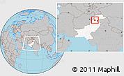 Gray Location Map of Peshawar, highlighted country, within the entire country