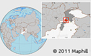 Gray Location Map of Peshawar, highlighted country, highlighted parent region