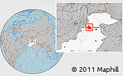 Gray Location Map of Peshawar, highlighted country, hill shading