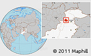 Gray Location Map of Peshawar, highlighted country