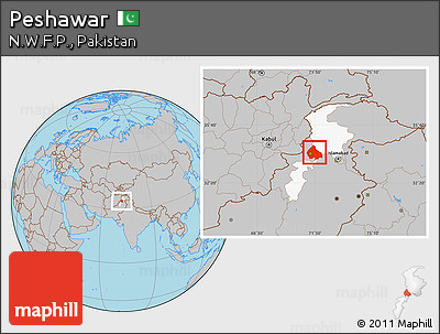 Gray Location Map of Peshawar, highlighted parent region
