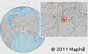 Gray Location Map of Peshawar, hill shading
