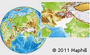 Physical Location Map of Peshawar, highlighted country, highlighted parent region, within the entire country