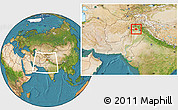 Satellite Location Map of Peshawar, within the entire country