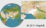 Satellite Location Map of Peshawar, highlighted country, within the entire country