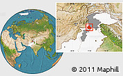 Satellite Location Map of Peshawar, highlighted country, highlighted parent region