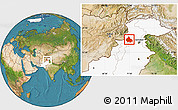 Satellite Location Map of Peshawar, highlighted country