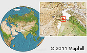 Satellite Location Map of Peshawar, highlighted parent region
