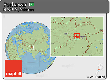 Savanna Style Location Map of Peshawar