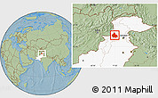 Savanna Style Location Map of Peshawar, highlighted country, hill shading