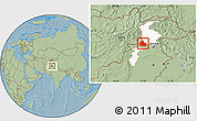 Savanna Style Location Map of Peshawar, highlighted parent region, hill shading