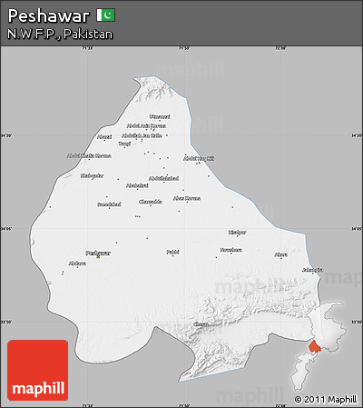 Gray Map of Peshawar, single color outside