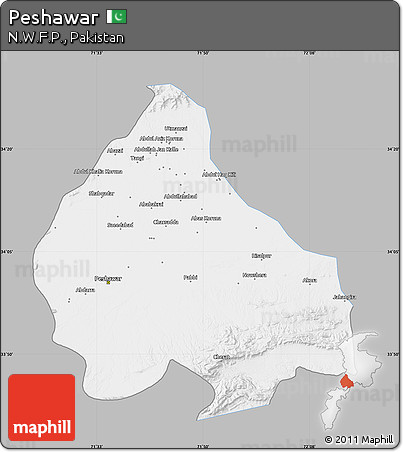 Gray Map of Peshawar, single color outside
