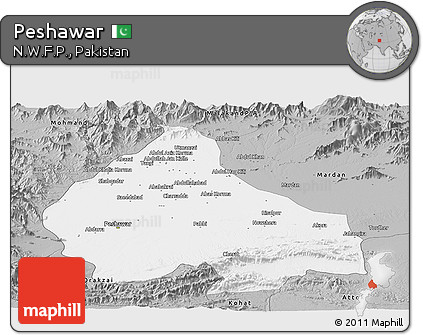 Gray Panoramic Map of Peshawar