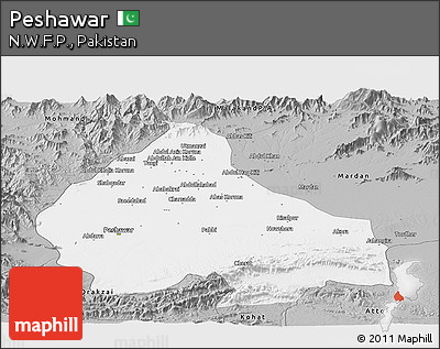 Gray Panoramic Map of Peshawar