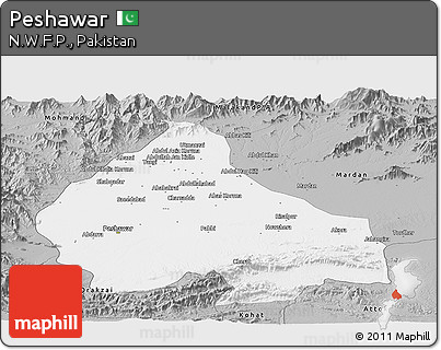 Gray Panoramic Map of Peshawar