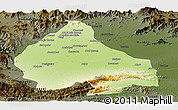 Physical Panoramic Map of Peshawar, darken