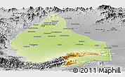 Physical Panoramic Map of Peshawar, desaturated