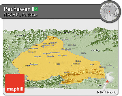 Savanna Style Panoramic Map of Peshawar