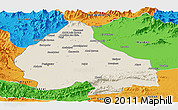 Shaded Relief Panoramic Map of Peshawar, political outside