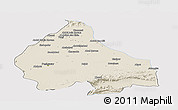 Shaded Relief Panoramic Map of Peshawar, single color outside