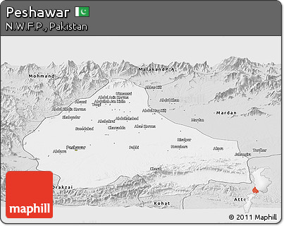Silver Style Panoramic Map of Peshawar