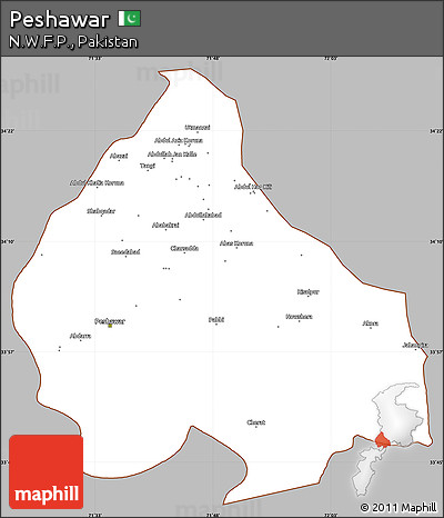 Gray Simple Map of Peshawar, cropped outside