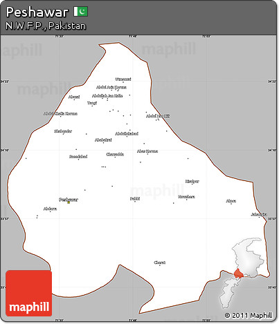 Gray Simple Map of Peshawar, cropped outside