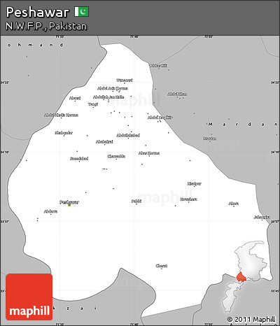 Gray Simple Map of Peshawar
