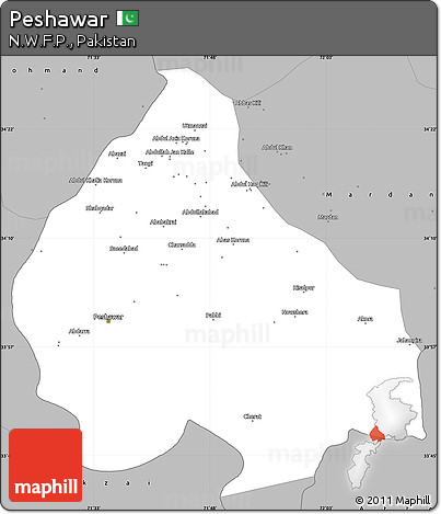 Gray Simple Map of Peshawar