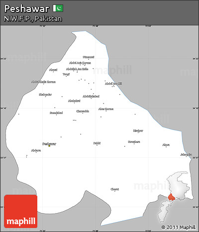 Gray Simple Map of Peshawar, single color outside