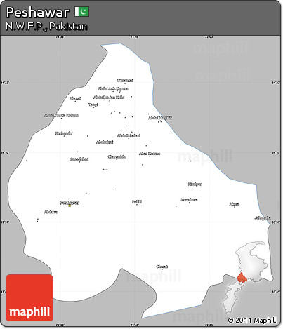 Gray Simple Map of Peshawar, single color outside