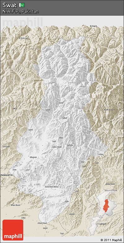 Classic Style 3D Map of Swat