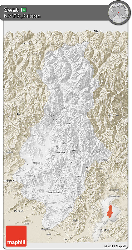 Classic Style 3D Map of Swat