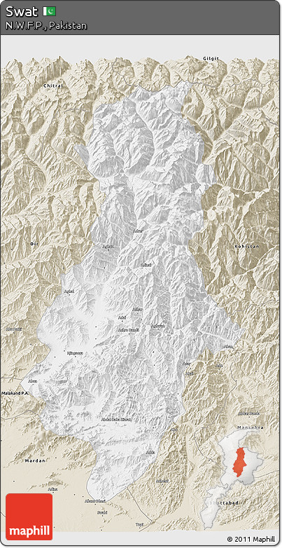 Classic Style 3D Map of Swat