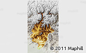 Physical 3D Map of Swat, lighten, semi-desaturated