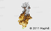 Physical 3D Map of Swat, single color outside