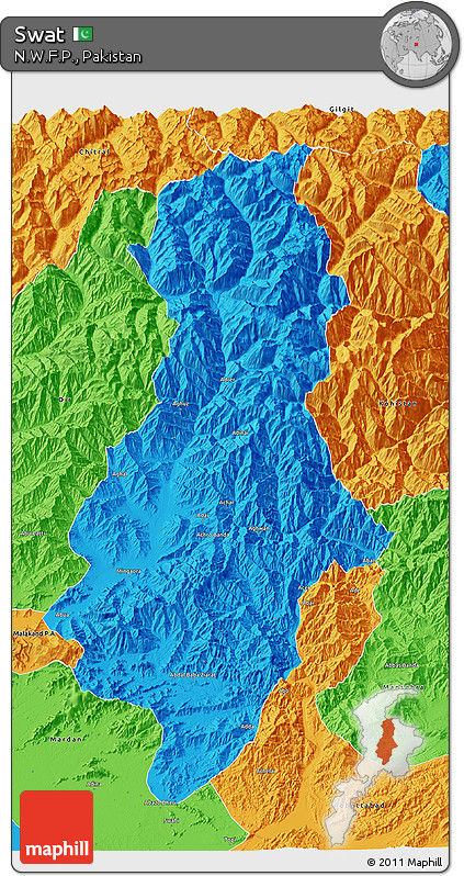 Political 3D Map of Swat