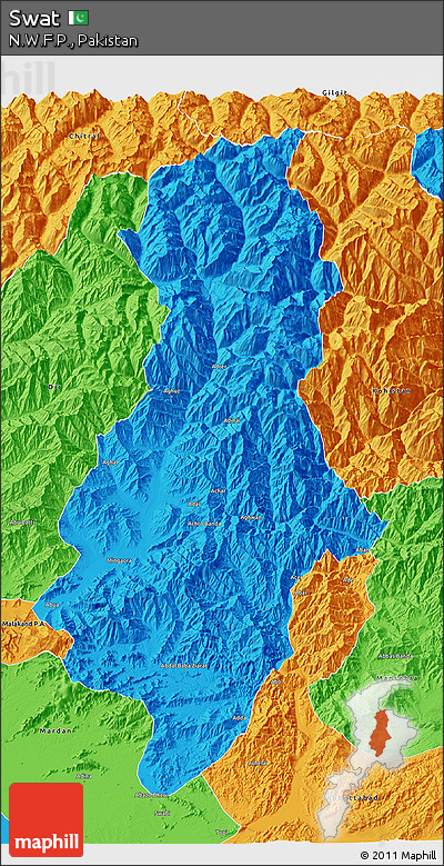 Political 3D Map of Swat