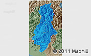 Political 3D Map of Swat, semi-desaturated