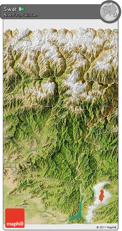 Satellite 3D Map of Swat