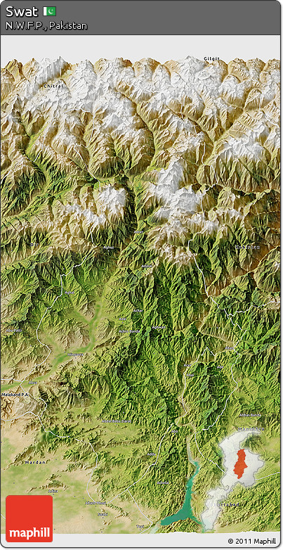 Satellite 3D Map of Swat