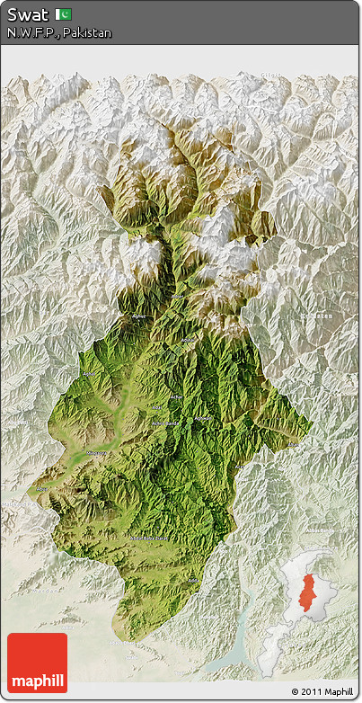 Satellite 3D Map of Swat, lighten