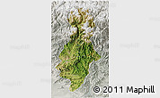 Satellite 3D Map of Swat, lighten, semi-desaturated