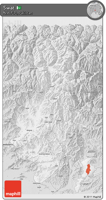 Silver Style 3D Map of Swat