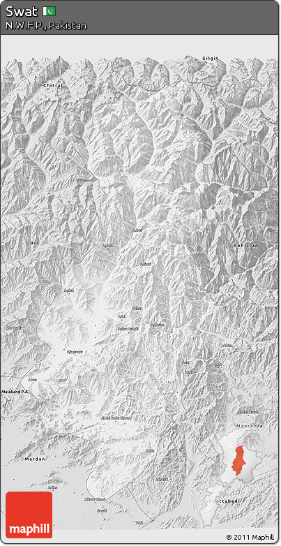 Silver Style 3D Map of Swat