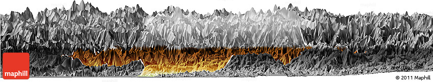 Physical Horizon Map of Swat, darken, desaturated
